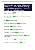 Nace Nursing care during childbearing and nursing care of the child &lpar;Part 1&rpar; Comprehensive Questions &lpar;Frequently Tested&rpar; with Verified Answers