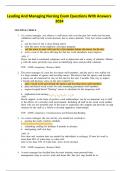 Leading And Managing Nursing Exam Questions With Answers 2024