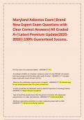  Maryland Asbestos Exam&vert;Brand New Expert Exam Questions with Clear Correct Answers&vert;All Graded A&plus;&vert;Latest Premium Update&lpar;2025-2026&rpar;&vert;100&percnt; Guaranteed Success&period;