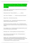 Foundations of Nursing Theory -Midterm 1 Exam Questions And Answers Graded A&plus; 2025&period;