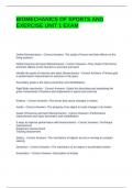BIOMECHANICS OF SPORTS AND EXERCISE UNIT 1 EXAM QUESTIONS WITH COMPLETE SOLUTIONS