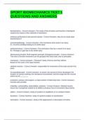 SPORT BIOMECHANICS TEST 1 QUESTIONS AND ANSWERS