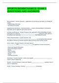 SPORTS BIOMECHANICS- EXAM 1 QUESTIONS AND ANSWERS
