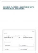 SIEMENS PLC TEST 1 QUESTIONS WITH SOLVED 100&percnt;  ANSWERS&excl;&excl;