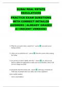 DUBAI REAL ESTATE REGULATIONS PRACTICE EXAM QUESTIONS WITH CORRECT DETAILED ANSWERS &vert; ALREADY GRADED A&plus;<RECENT VERSION>