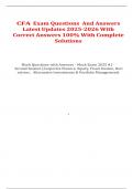CFA Exam Questions  And Answers Latest Updates 2025-2026 With Correct Answers 100&percnt; With Complete Solutions