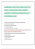 BARBERING WRITTEN EXAM PRACTICE  EXAM 2 QUESTIONS AND CORRECT  ANSWERS &lpar;VERIFIED ANSWERS&rpar; PLUS  RATIONALES 2025
