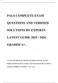 PALS COMPLETE EXAM QUESTIONS AND VERIFIED SOLUTIONS BY EXPERTS LATEST GUIDE 2025 &sol; 2026 GRADED A&plus; &period; 