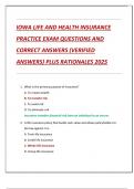 IOWA LIFE AND HEALTH INSURANCE  PRACTICE EXAM QUESTIONS AND  CORRECT ANSWERS &lpar;VERIFIED  ANSWERS&rpar; PLUS RATIONALES 2025