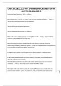 UNIT&colon; GLOBALIZATION AND THE FUTURE TEST WITH ANSWERS GRADED A