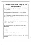 Real Estate Finance Test Questions with Verified Answers