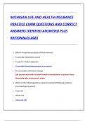 MICHIGAN LIFE AND HEALTH INSURANCE  PRACTICE EXAM QUESTIONS AND CORRECT  ANSWERS &lpar;VERIFIED ANSWERS&rpar; PLUS  RATIONALES 2025