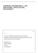CHEMICAL TECHNICIAN 1 &vert; 140 QUESTIONS &vert; WITH ACTUAL SOLUTIONS&excl;&excl;