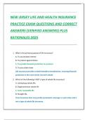 NEW JERSEY LIFE AND HEALTH INSURANCE  PRACTICE EXAM QUESTIONS AND CORRECT  ANSWERS &lpar;VERIFIED ANSWERS&rpar; PLUS  RATIONALES 2025