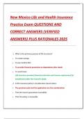 New Mexico Life and Health Insurance  Practice Exam QUESTIONS AND  CORRECT ANSWERS &lpar;VERIFIED  ANSWERS&rpar; PLUS RATIONALES 2025