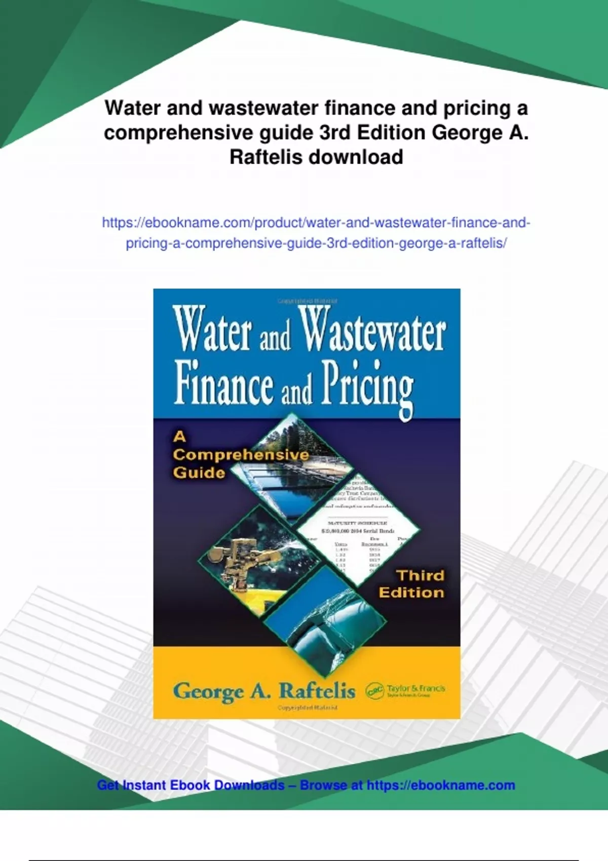 Summary Water and wastewater finance and pricing a comprehensive guide ...