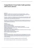 Comprehensive Exam Study Guide questions with correct answers