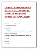 Compilation bundle for STATE LIFE AND HEALTH INSURANCE PRACTICE EXAMS QUESTIONS AND CORRECT ANSWERS &lpar;VERIFIED ANSWERS&rpar; PLUS RATIONALES 2025