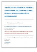 TEXAS STATE LIFE AND HEALTH INSURANCE  PRACTICE EXAM QUESTIONS AND CORRECT  ANSWERS &lpar;VERIFIED ANSWERS&rpar; PLUS  RATIONALES 2025