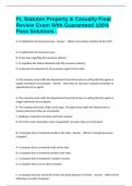 FL Statutes Property & Casualty Final Review Exam With Guaranteed 100&percnt; Pass Solutions &period;