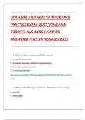 UTAH LIFE AND HEALTH INSURANCE  PRACTICE EXAM QUESTIONS AND  CORRECT ANSWERS &lpar;VERIFIED  ANSWERS&rpar; PLUS RATIONALES 2025
