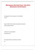 Menopause Society Exam&colon; Key Quiz Questions & Answer Key with Complete Solution&period;