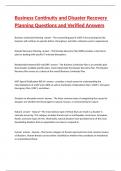 Business Continuity and Disaster Recovery Planning Questions and Verified Answers