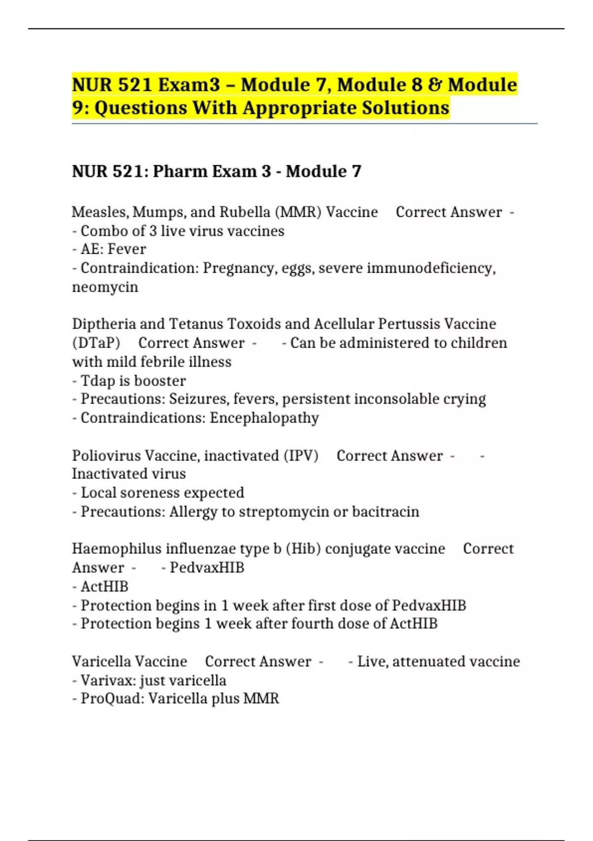 NUR 521 Exam 3 – Module 7, Module 8 & Module 9: Questions With ...