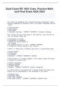 Gold Coast RE 1001 Cram&comma; Practice Math and Final Exam Q&A 2024