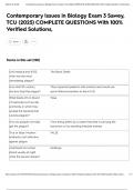 Contemporary Issues in Biology Exam 3 Sawey&comma; TCU &lpar;2025&rpar; COMPLETE QUESTIONS With 100&percnt; Verified Solutions&comma;