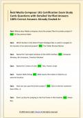 Avid Media Composer 101 Certification Exam Study  Cards Questions with Detailed Verified Answers  100&percnt; Correct Answers Already Graded A&plus;