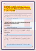 BREAST CARE NURSE Certification Questions and Answers Latest Versions 2025 Graded A&plus;&period;