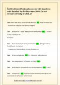 Certified Breastfeeding Counselor CBC Questions  with Detailed Verified Answers 100&percnt; Correct  Answers Already Graded A&plus;