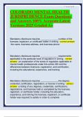 COLORADO MENTAL HEALTH JURISPRUDENCE Exam Questions and Answers 100- Accurate Latest