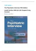 TEST BANK for The Psychiatric Interview Fifth Edition by DANIEL J&period; CARLAT &lpar;Author&rpar; Latest Version 2025&sol;2026 &lbrack;A&plus;&rsqb; All Chapters Fully Covered
