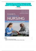 TEST BANK FOR Craven & Hirnle's Fundamentals of Nursing  Concepts and Competencies for Practice 10th Edition 2025-2026&period;   Chapters 1 &ndash; 43 Complete Guide Questions with correct and verified  answers&period;  A&plus; GRADED&period; 