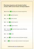 Electrolysis Questions with Detailed Verified  Answers 100&percnt; Correct Answers Already Graded A&plus;