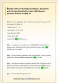 Florida Air Exam Business and Finance Questions  with Detailed Verified Answers 100&percnt; Correct  Answers Already Graded A&plus; 