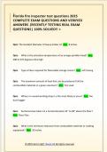 Florida fire Inspector test questions 2025  COMPLETE EXAM QUESTIONS AND VERIFIED  ANSWERS &vert;RECENTLY TESTING REAL EXAM  QUESTIONS&vert; 100&percnt; SOLVED&excl;&excl; &plus;