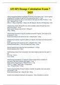 ATI RN Dosage Calculation Exam 7  2025 practice questions and correct detailed answers
