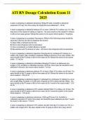 ATI RN Dosage Calculation Exam 11 2025 practice questions and correct detailed answers