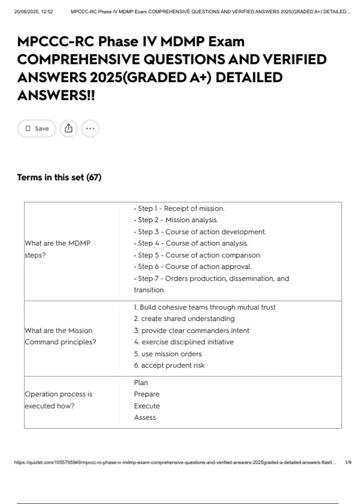Mdmp Worksheet.pdf MPCCC-RC Phase IV MDMP Exam COMPREHENSIVE QUESTIONS AND VERIFIED ...