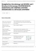 Straighterline Microbiology Lab BIO250L Lab 3 Structure & Microscopy COMPREHENSIVE QUESTIONS AND VERIFIED ANSWERS 2025&lpar;GRADED A&plus;&rpar; DETAILED ANSWERS&excl;&excl;