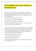 NLN Children Care Exam with precise detailed answers