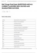 RAC Drugs Final Exam QUESTIONS AND ALL CORRECT ANSWERS 100&percnt; SOLVED AND GUARANTEED SUCCESS