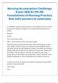 Nursing Acceleration Challenge Exam &lpar;NACE&rpar; PN-RN Foundations of Nursing Practice Test with answers & rationales 