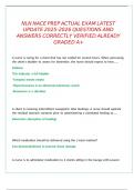 NLN NACE PREP ACTUAL EXAM LATEST UPDATE 2025-2026 &lpar;119 QUESTIONS AND ANSWERS CORRECTLY VERIFIED&rpar; ALREADY GRADED A&plus; 