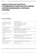 Alabama Motorcycle Permit Exam COMPREHENSIVE QUESTIONS AND VERIFIED ANSWERS 2025&lpar;GRADED A&plus;&rpar; DETAILED ANSWERS&excl;&excl;