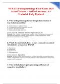 NUR 231 Pathophysiology Final Exam 2025 Actual Version &ndash; Verified Answers &vert; A&plus; Graded & Fully Updated