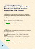 CITI Training&comma; Modules 1-24 &lpar;Biomedical Research&rpar; &sol; Newest Actual Exam Review Q&A with Definitive Answers &sol; A&plus; Score Solutions&period;  